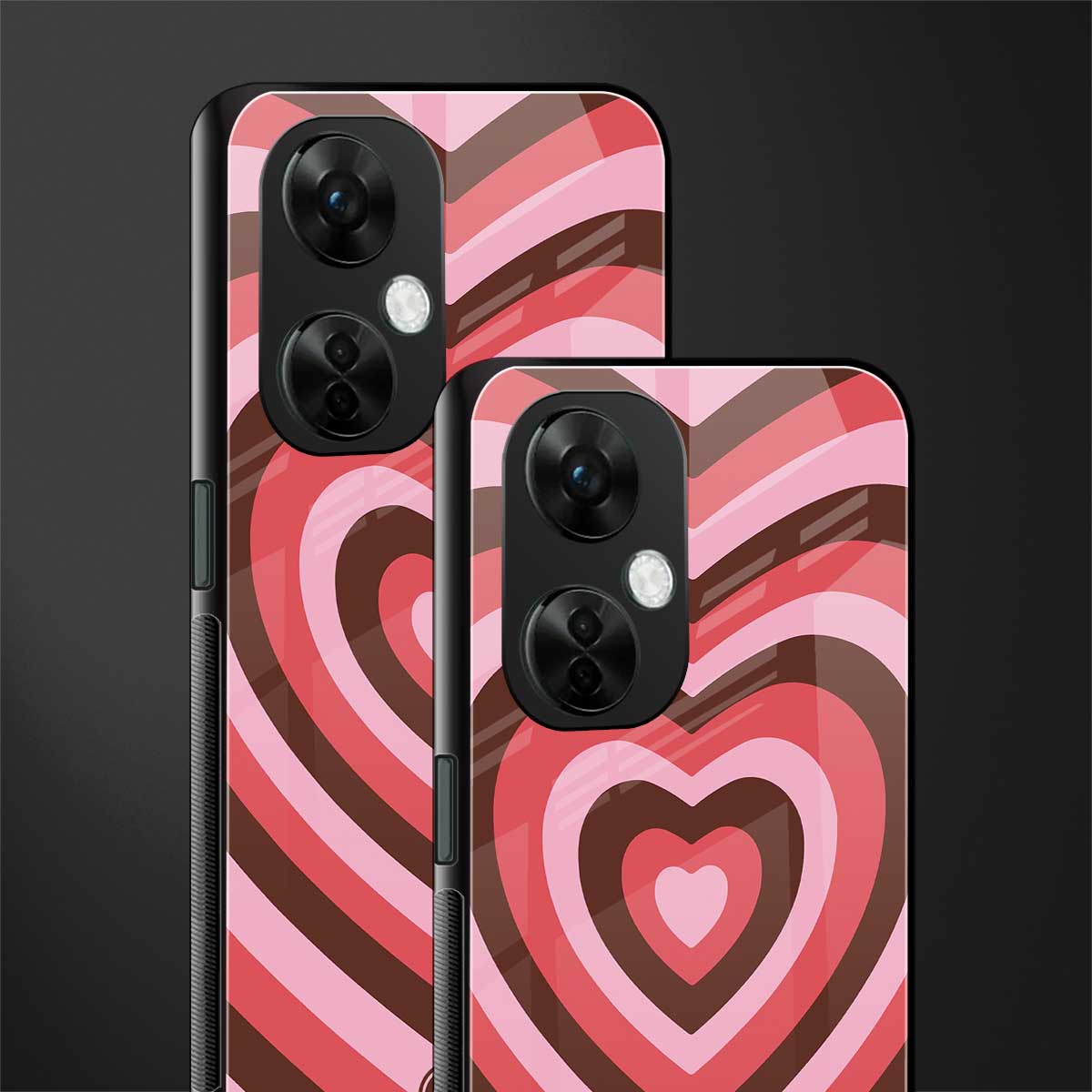 y2k red pink brown hearts aesthetic back phone cover | glass case for oneplus nord ce 3 lite