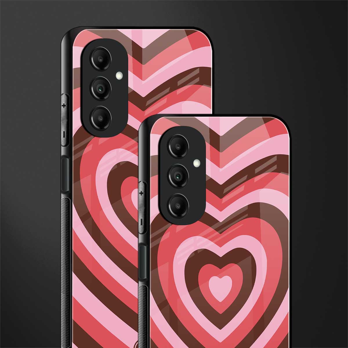 y2k red pink brown hearts aesthetic back phone cover | glass case for samsung galaxy a14 5g
