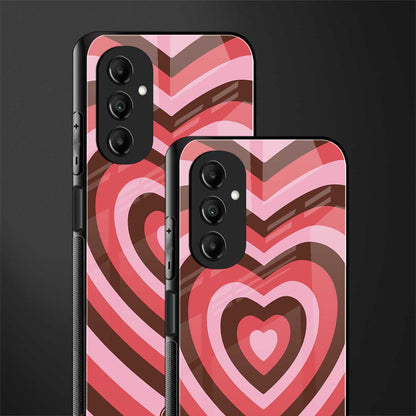 y2k red pink brown hearts aesthetic back phone cover | glass case for samsung galaxy a14 5g