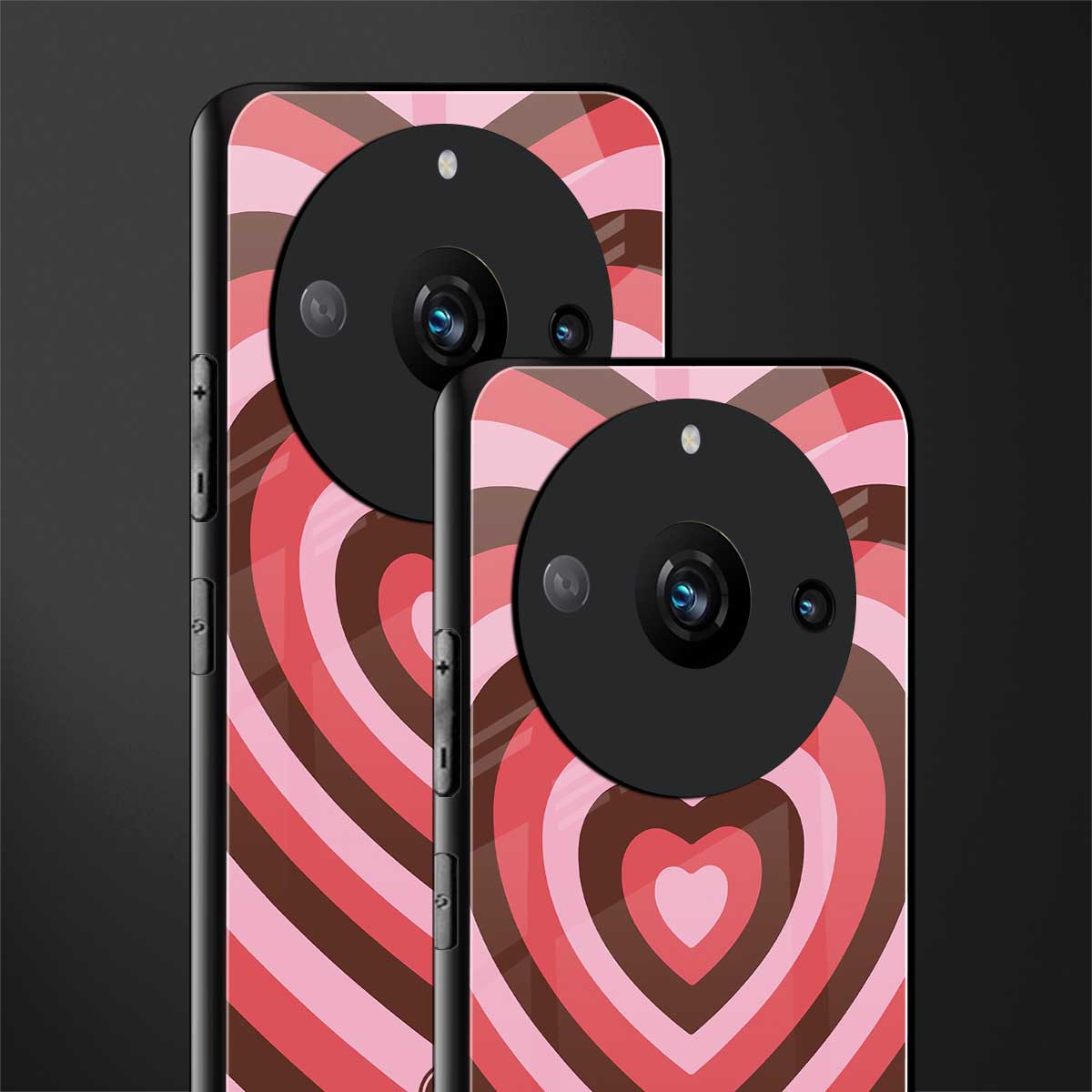 y2k red pink brown hearts aesthetic back phone cover | glass case for realme 11 pro 5g