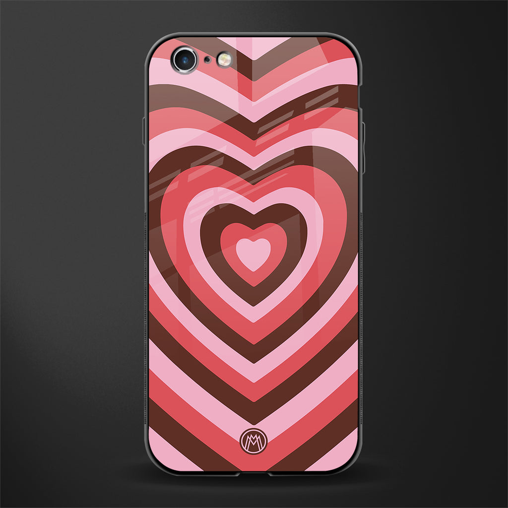 y2k red pink brown hearts aesthetic glass case for iphone 6 plus image