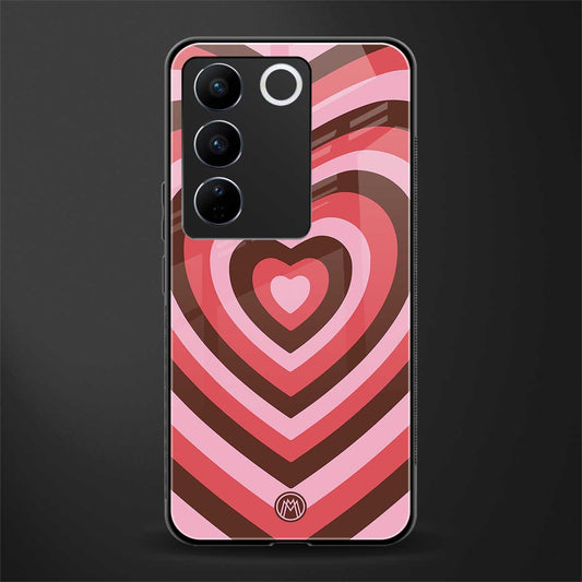 y2k red pink brown hearts aesthetic back phone cover | glass case for vivo v27 pro 5g