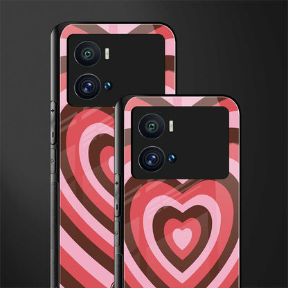 y2k red pink brown hearts aesthetic back phone cover | glass case for iQOO 9 Pro