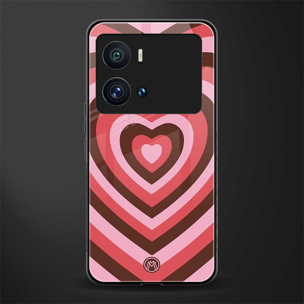 y2k red pink brown hearts aesthetic back phone cover | glass case for iQOO 9 Pro