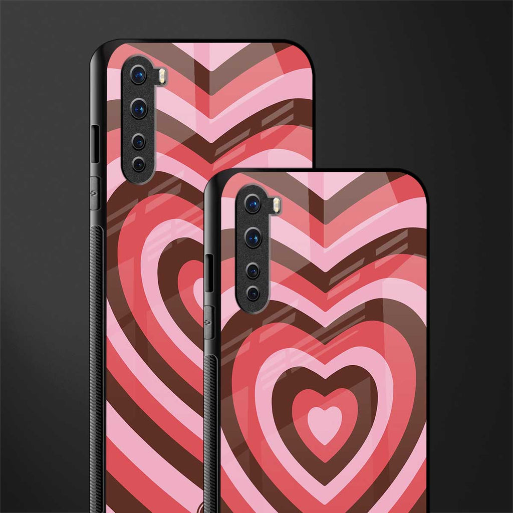 y2k red pink brown hearts aesthetic glass case for oneplus nord ac2001 image-2