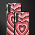 y2k red pink brown hearts aesthetic glass case for oneplus nord ac2001 image-2