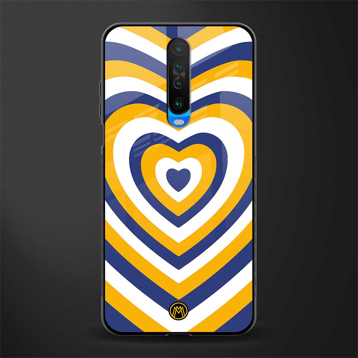 y2k yellow blue hearts aesthetic glass case for poco x2 image