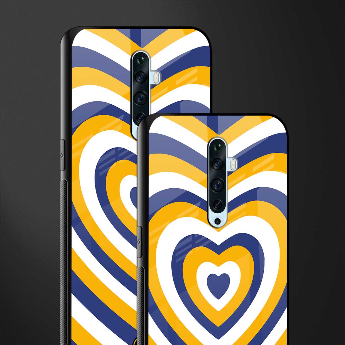 y2k yellow blue hearts aesthetic glass case for oppo reno 2z image-2