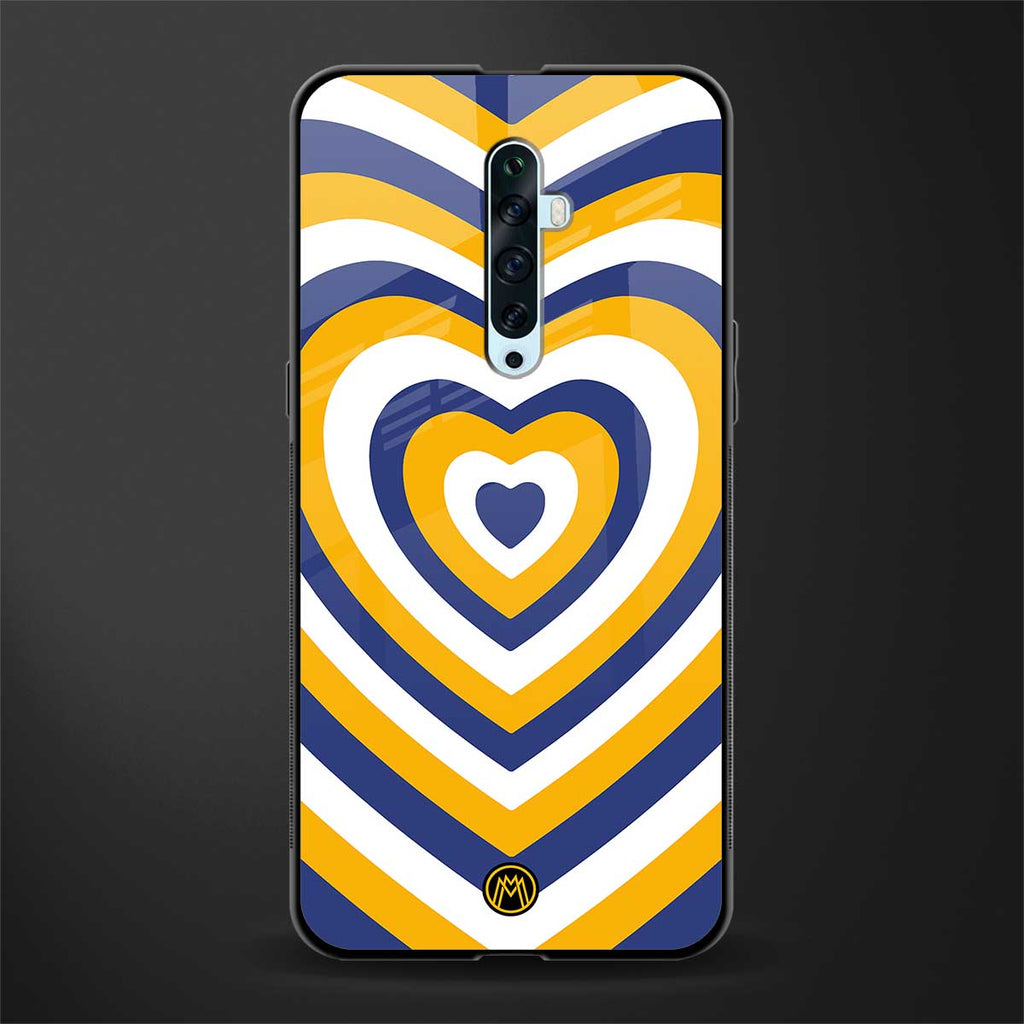 y2k yellow blue hearts aesthetic glass case for oppo reno 2f image