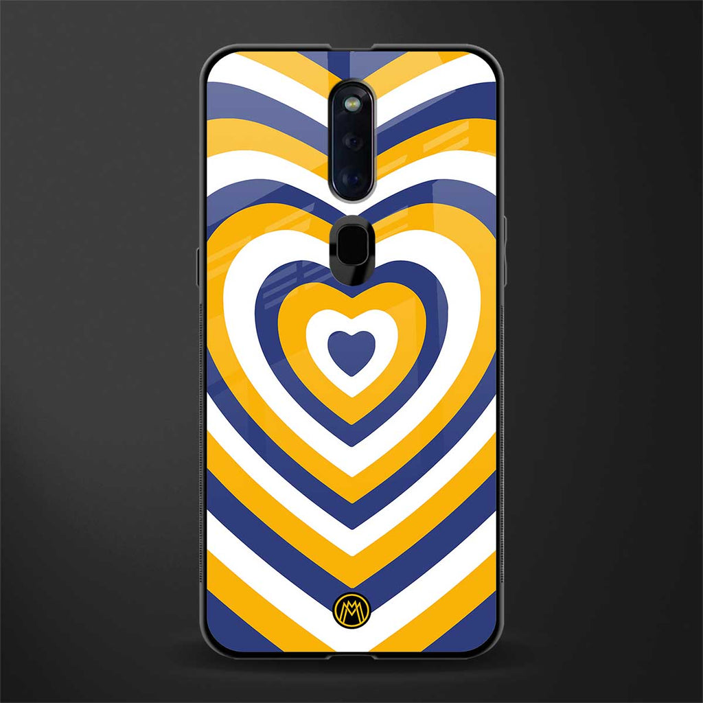 y2k yellow blue hearts aesthetic glass case for oppo f11 pro image
