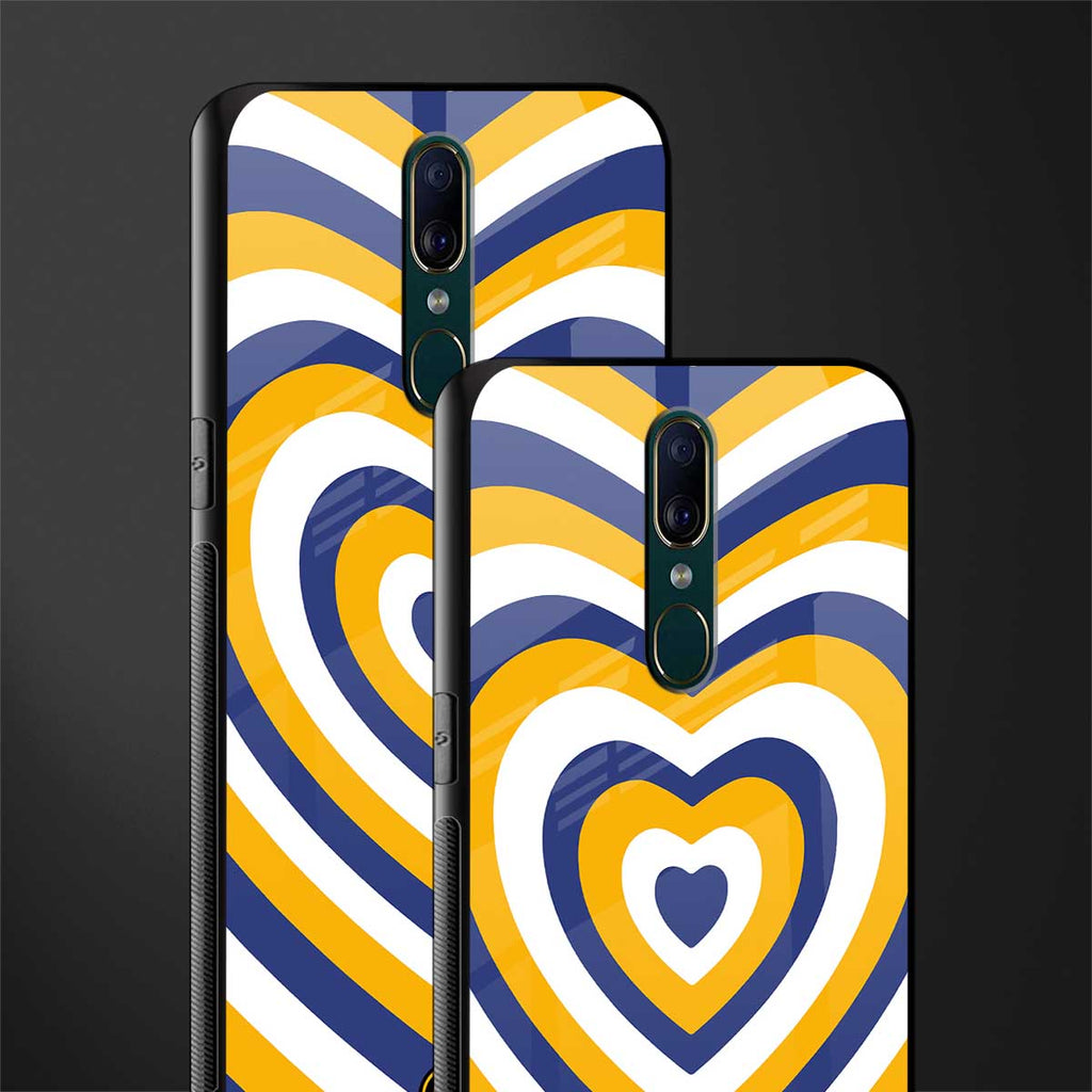 y2k yellow blue hearts aesthetic glass case for oppo f11 image-2
