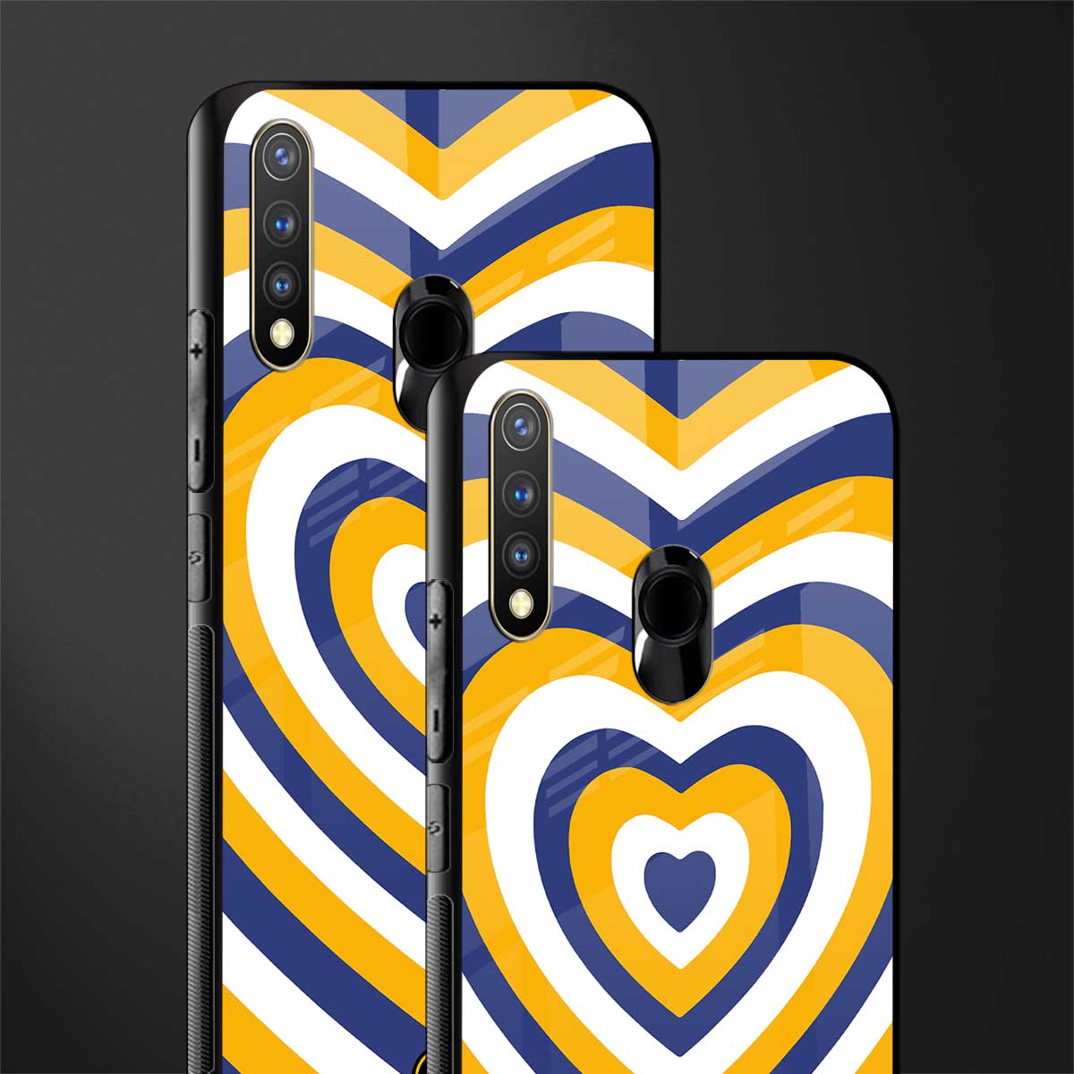 y2k yellow blue hearts aesthetic glass case for vivo y19 image-2