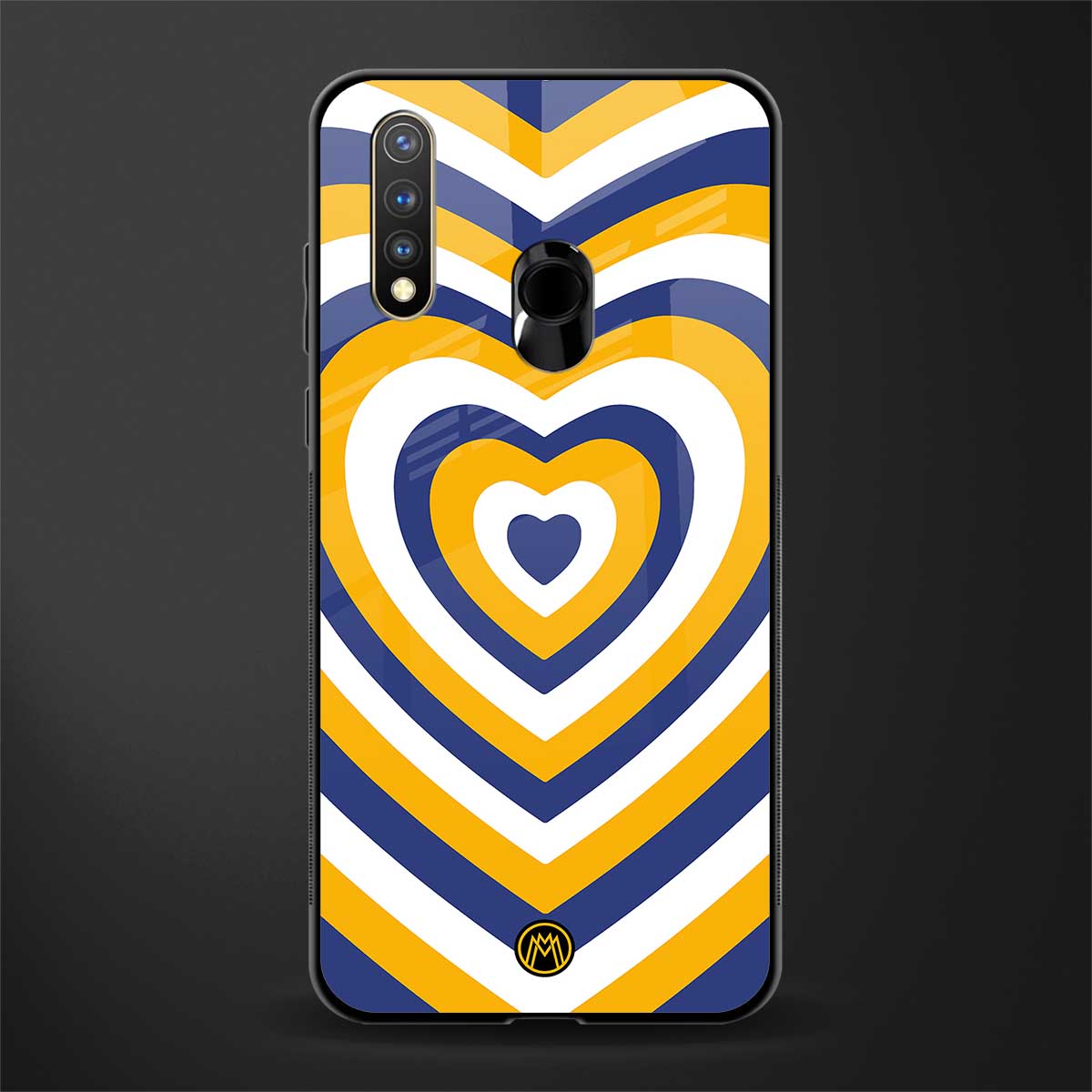 y2k yellow blue hearts aesthetic glass case for vivo u20 image