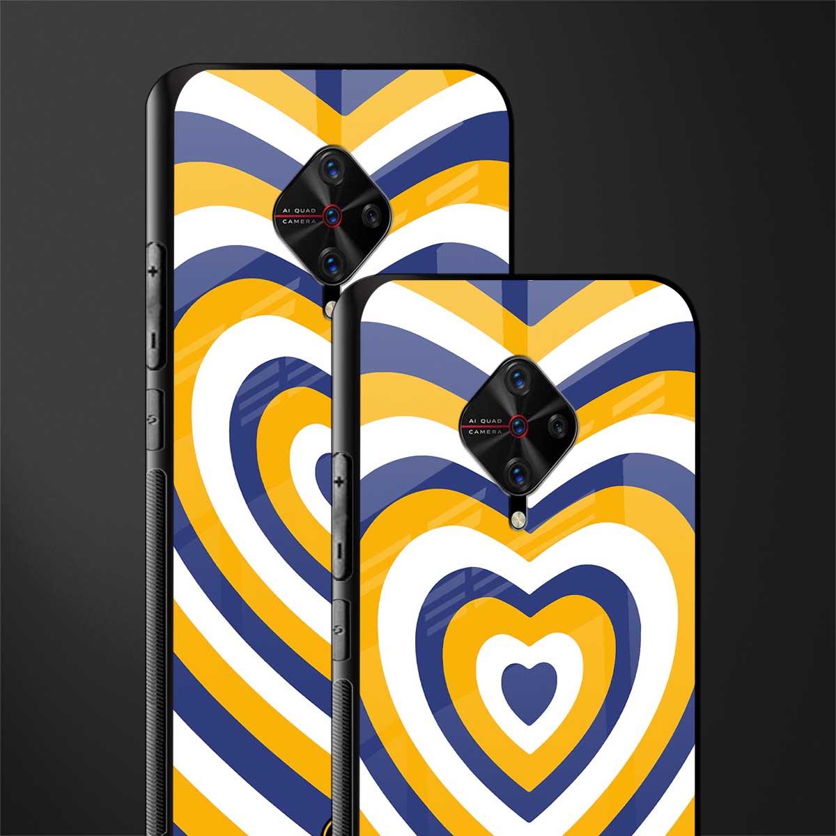y2k yellow blue hearts aesthetic glass case for vivo s1 pro image-2