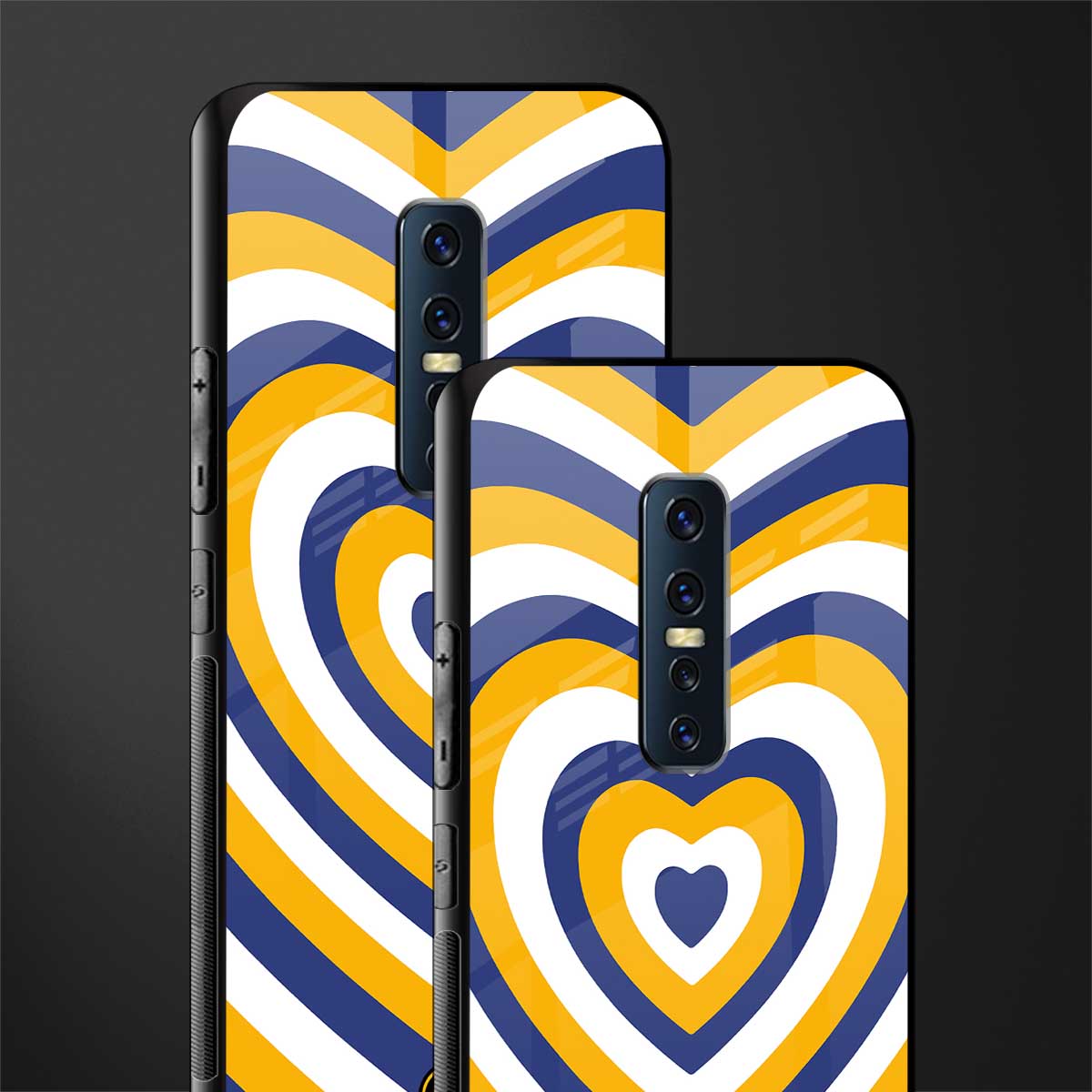y2k yellow blue hearts aesthetic glass case for vivo v17 pro image-2