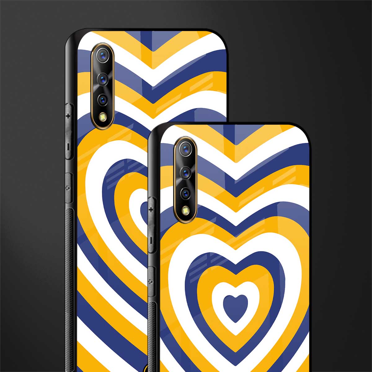 y2k yellow blue hearts aesthetic glass case for vivo z1x image-2