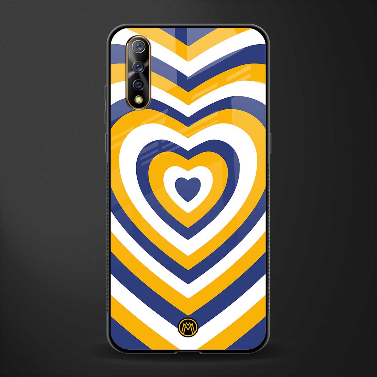 y2k yellow blue hearts aesthetic glass case for vivo z1x image