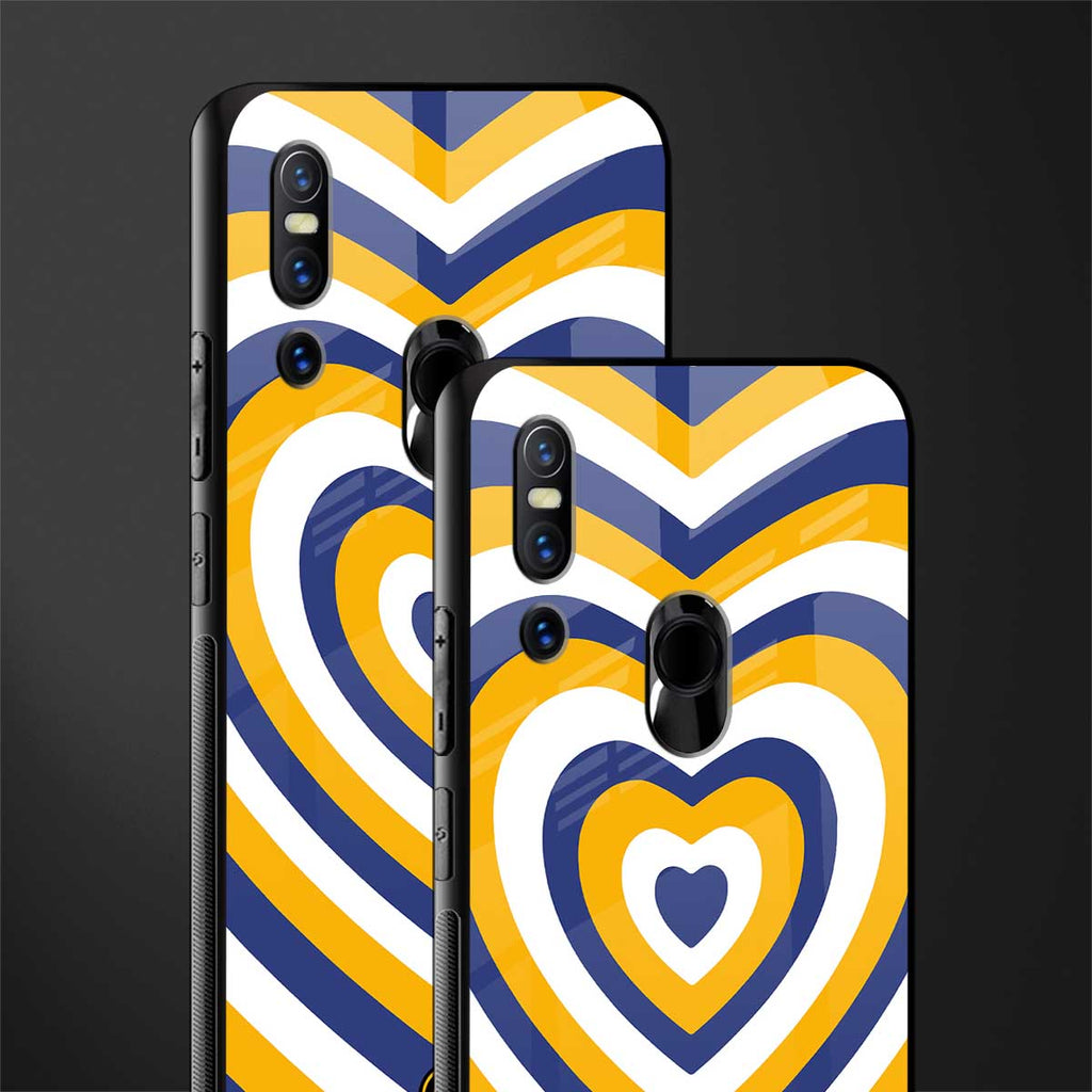 y2k yellow blue hearts aesthetic glass case for vivo v15 image-2