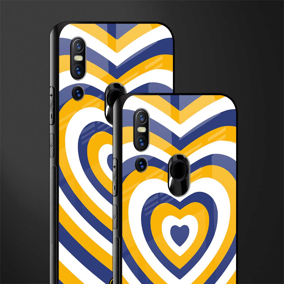 y2k yellow blue hearts aesthetic glass case for vivo v15 image-2