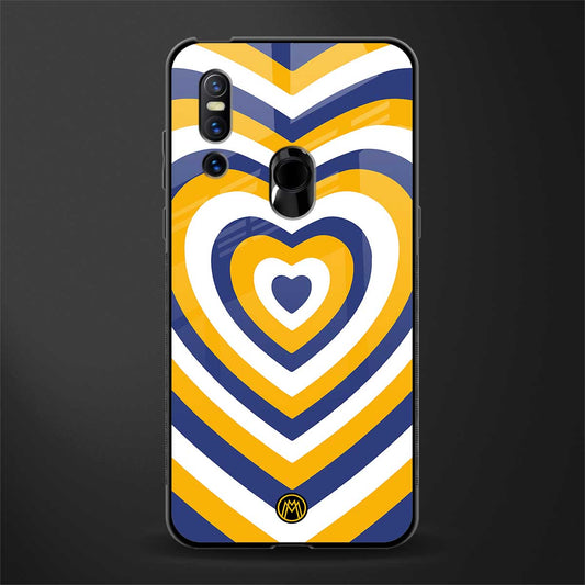 y2k yellow blue hearts aesthetic glass case for vivo v15 image