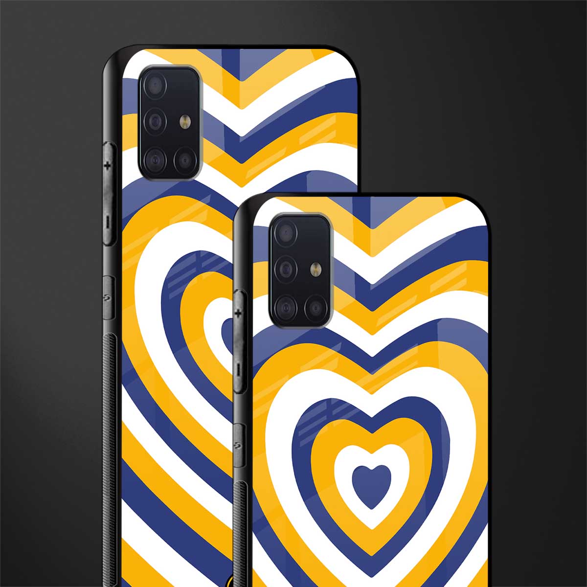 y2k yellow blue hearts aesthetic glass case for samsung galaxy a71 image-2
