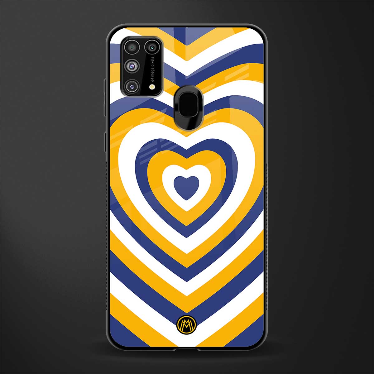 y2k yellow blue hearts aesthetic glass case for samsung galaxy f41 image