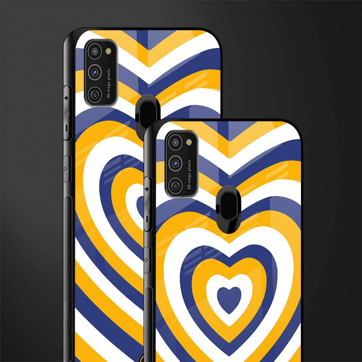 y2k yellow blue hearts aesthetic glass case for samsung galaxy m30s image-2