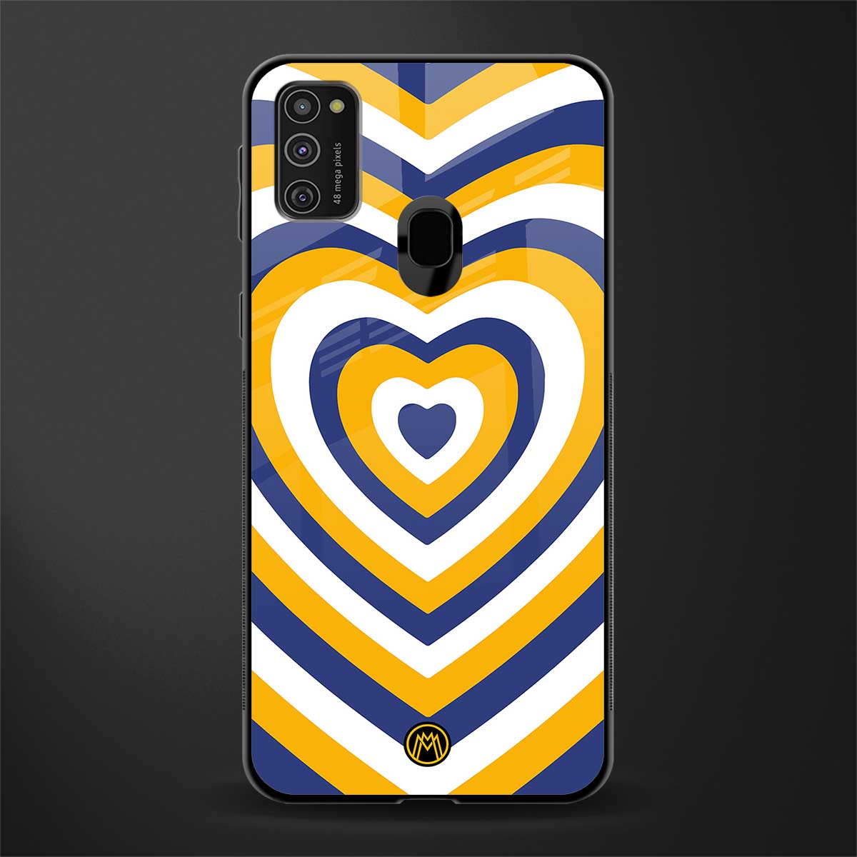 y2k yellow blue hearts aesthetic glass case for samsung galaxy m21 image