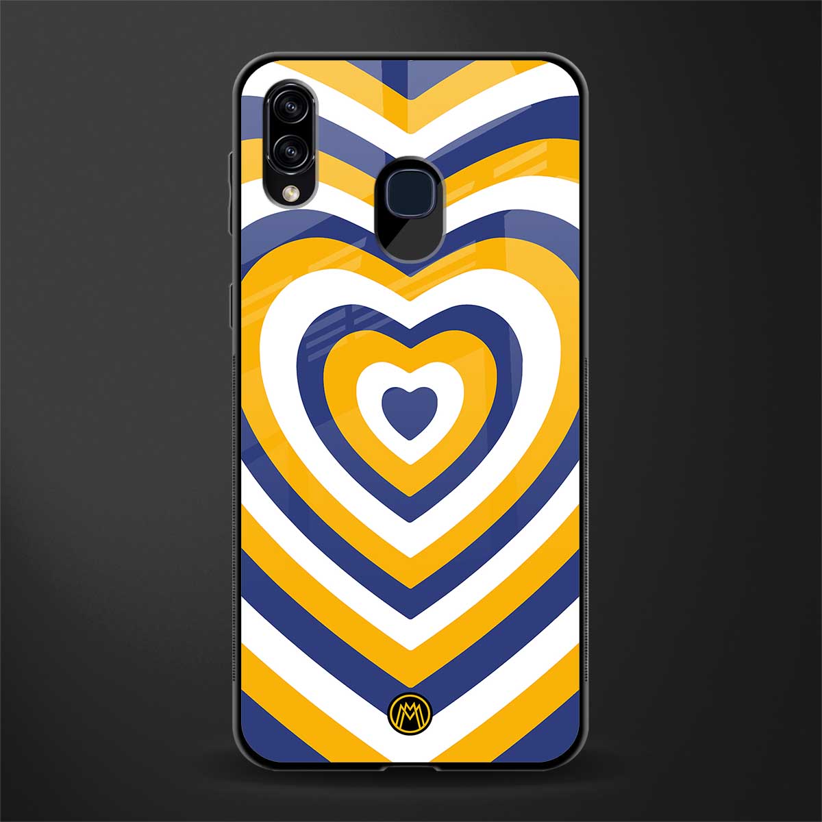 y2k yellow blue hearts aesthetic glass case for samsung galaxy a20 image