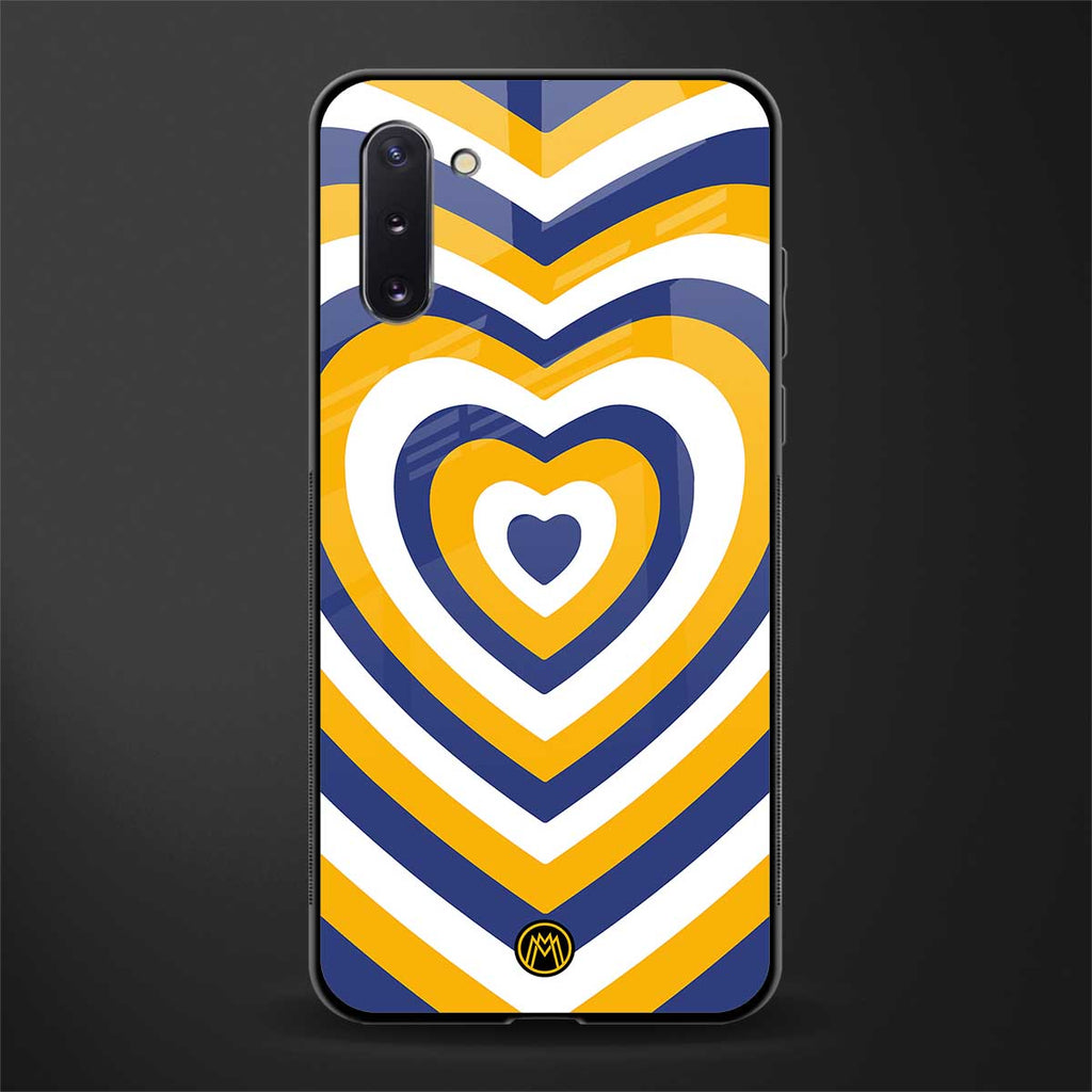 y2k yellow blue hearts aesthetic glass case for samsung galaxy note 10 image