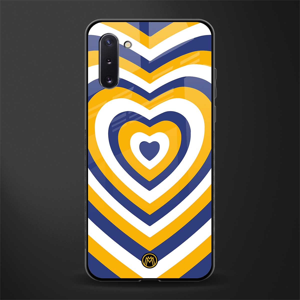 y2k yellow blue hearts aesthetic glass case for samsung galaxy note 10 image