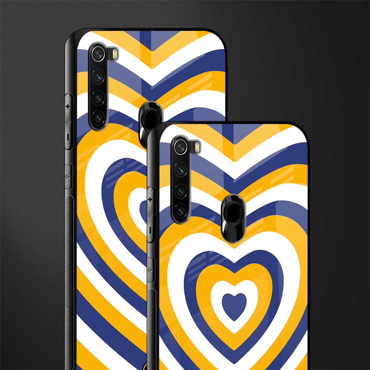 y2k yellow blue hearts aesthetic glass case for redmi note 8 image-2