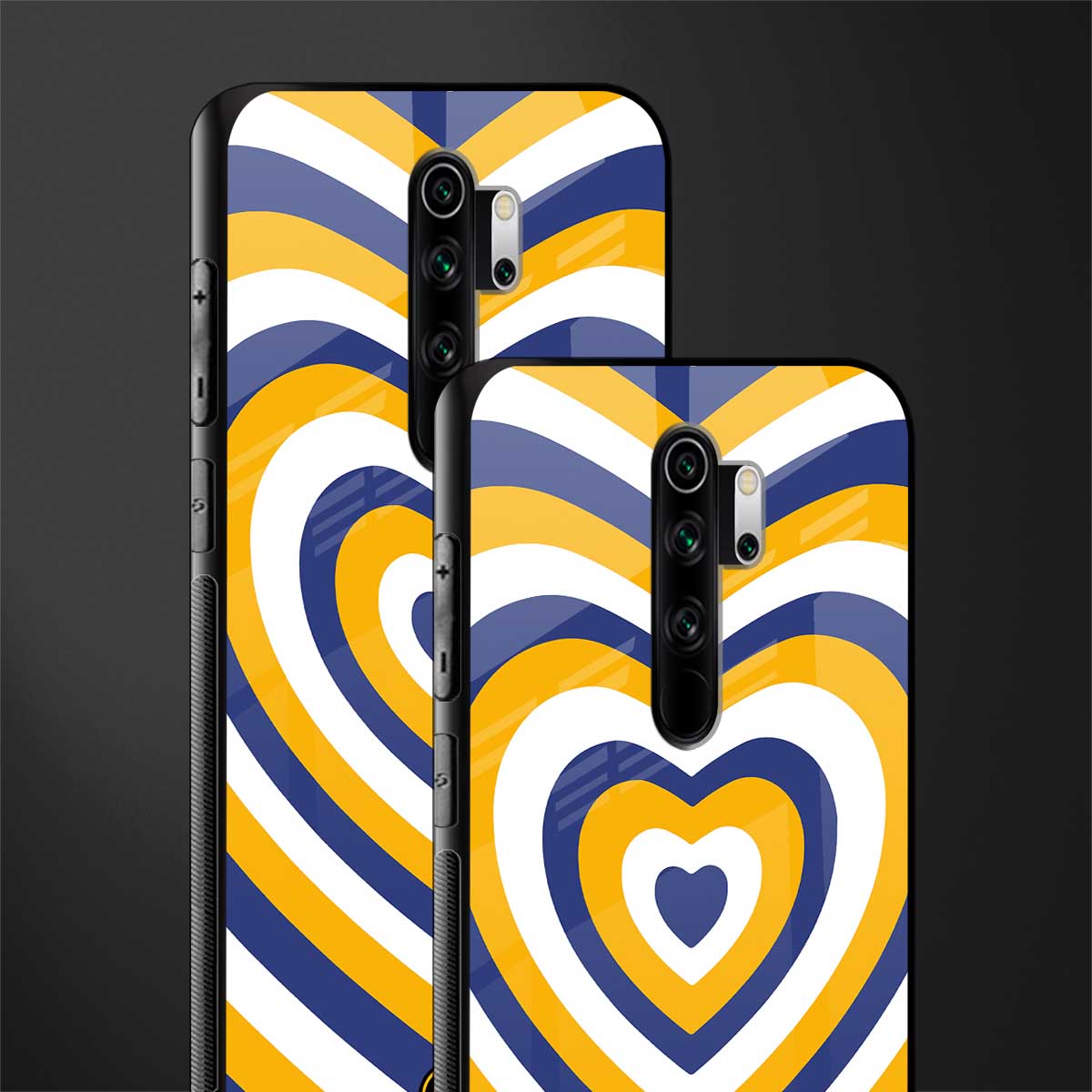 y2k yellow blue hearts aesthetic glass case for redmi note 8 pro image-2
