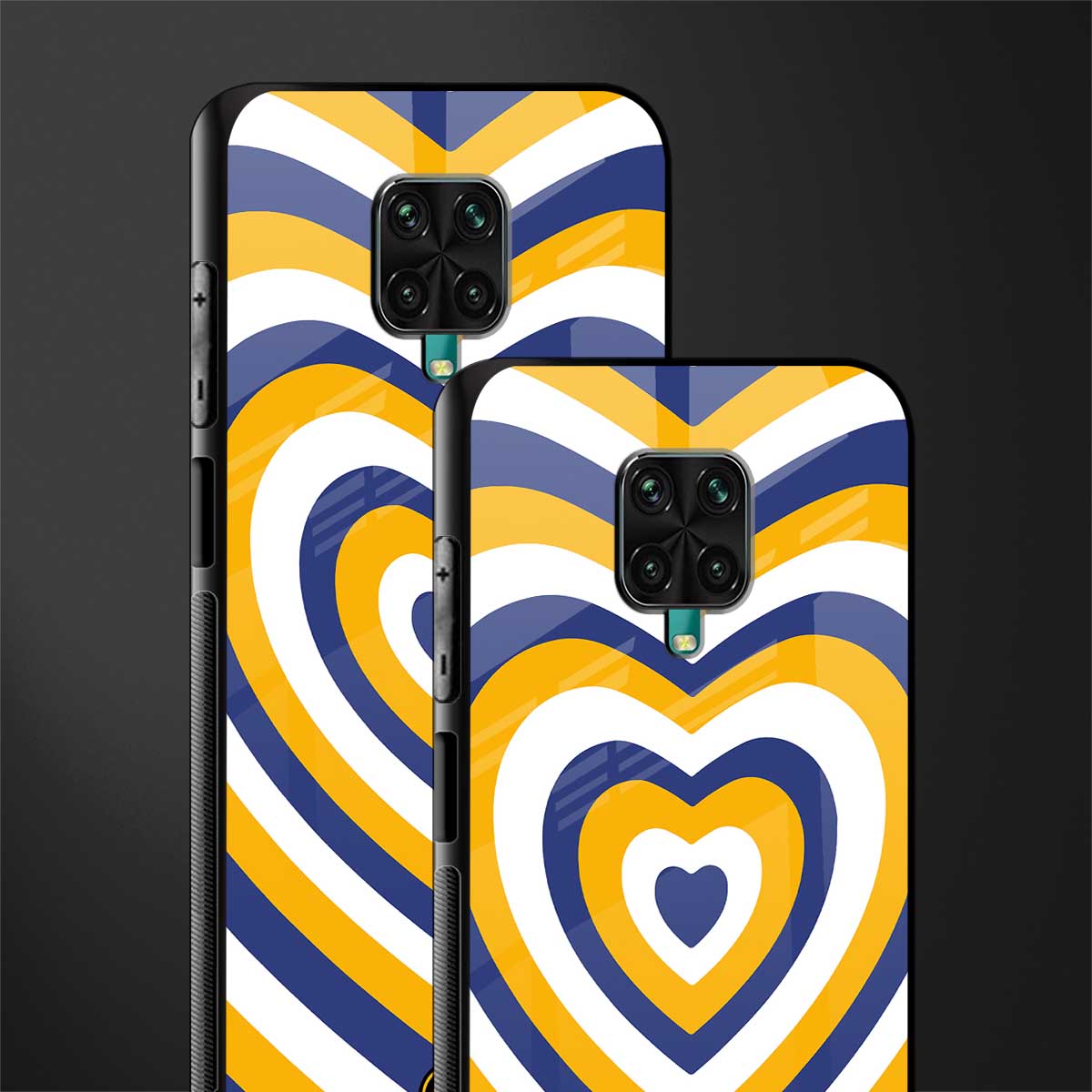 y2k yellow blue hearts aesthetic glass case for redmi note 9 pro image-2