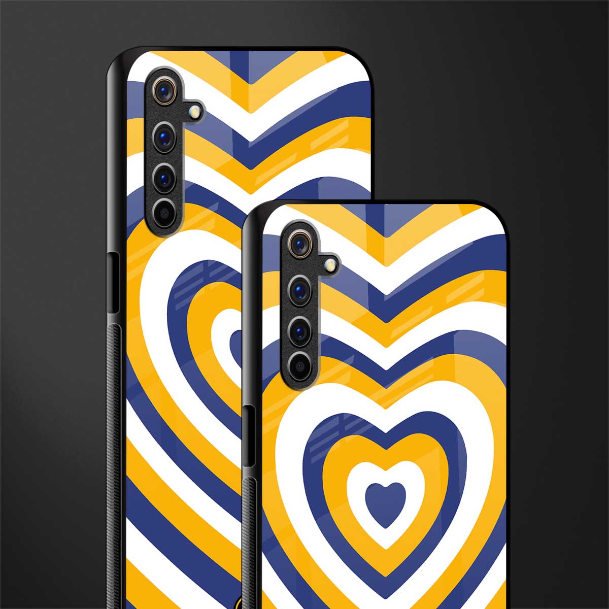 y2k yellow blue hearts aesthetic glass case for realme 6i image-2