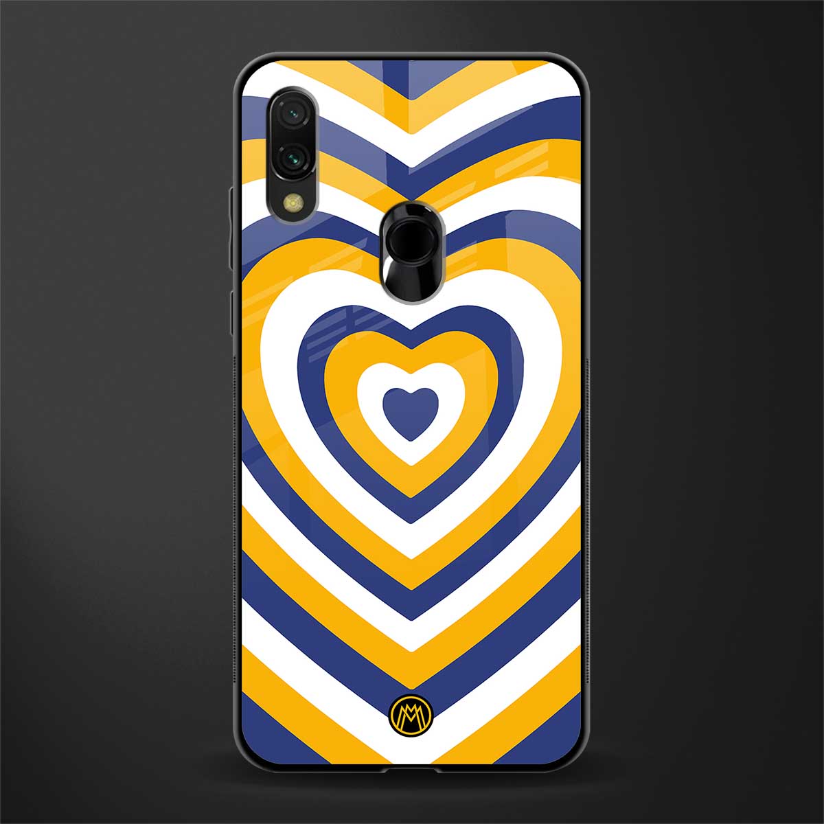 y2k yellow blue hearts aesthetic glass case for redmi y3 image