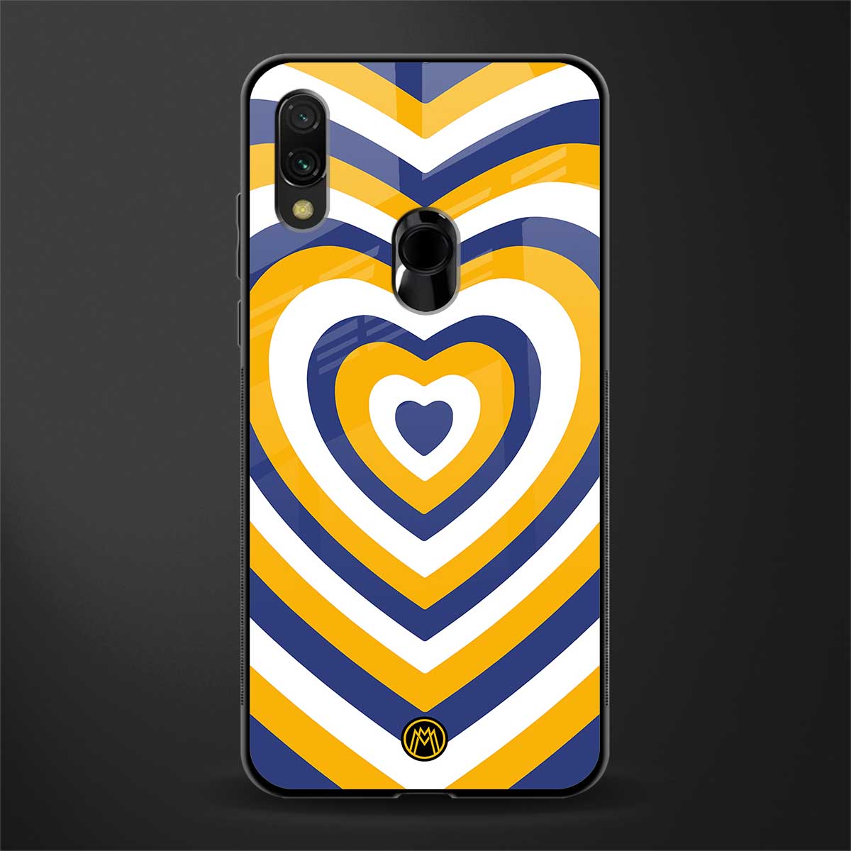 y2k yellow blue hearts aesthetic glass case for redmi note 7s image