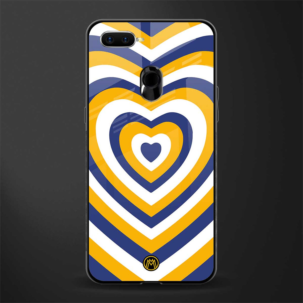 y2k yellow blue hearts aesthetic glass case for oppo a12 image