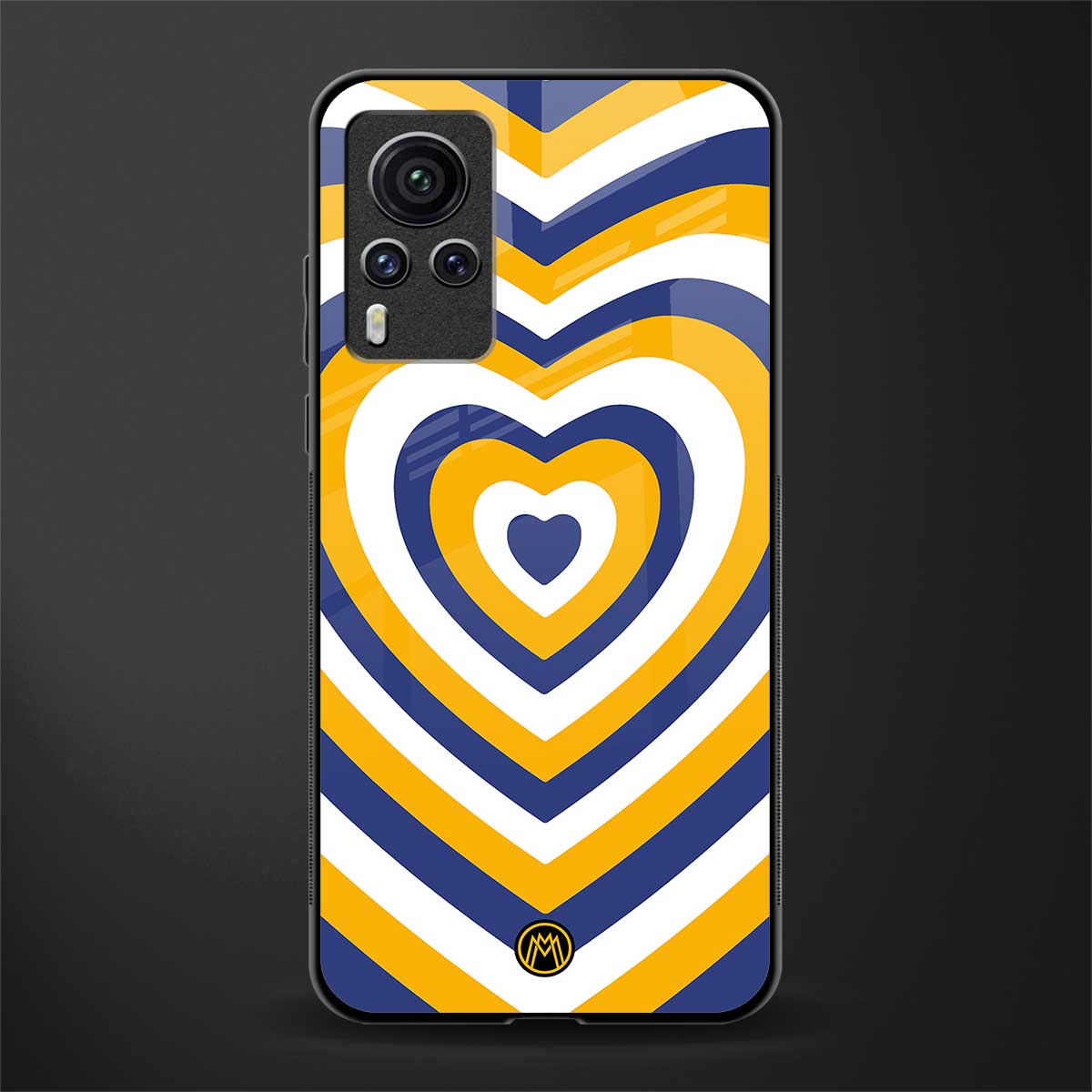 y2k yellow blue hearts aesthetic glass case for vivo x60 pro image