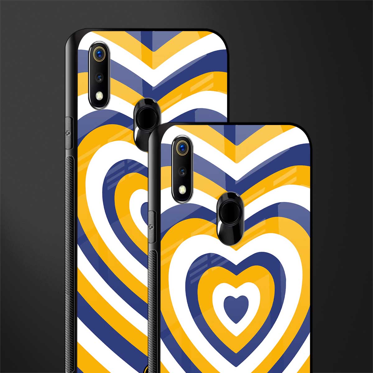 y2k yellow blue hearts aesthetic glass case for realme 3 pro image-2