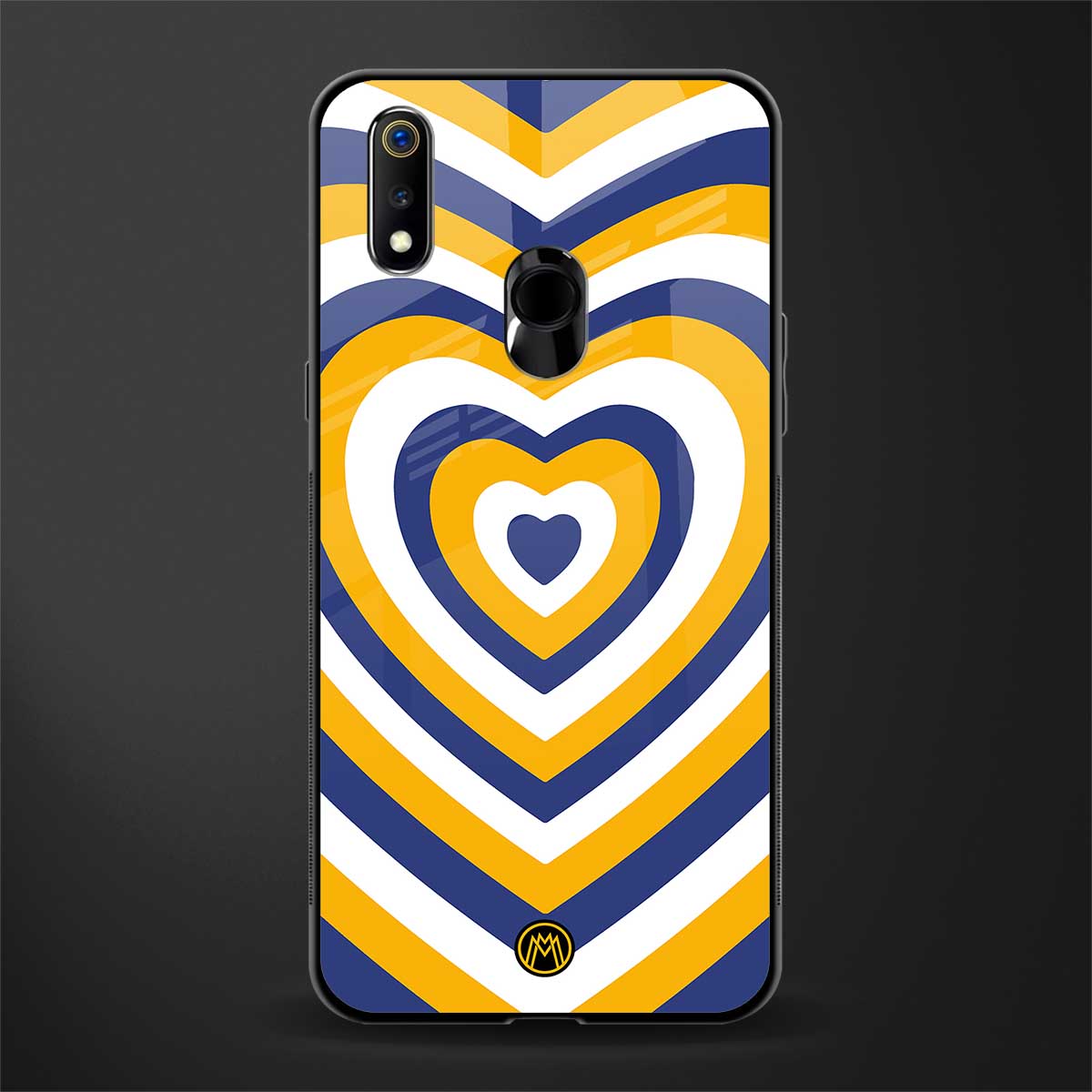 y2k yellow blue hearts aesthetic glass case for realme 3 pro image