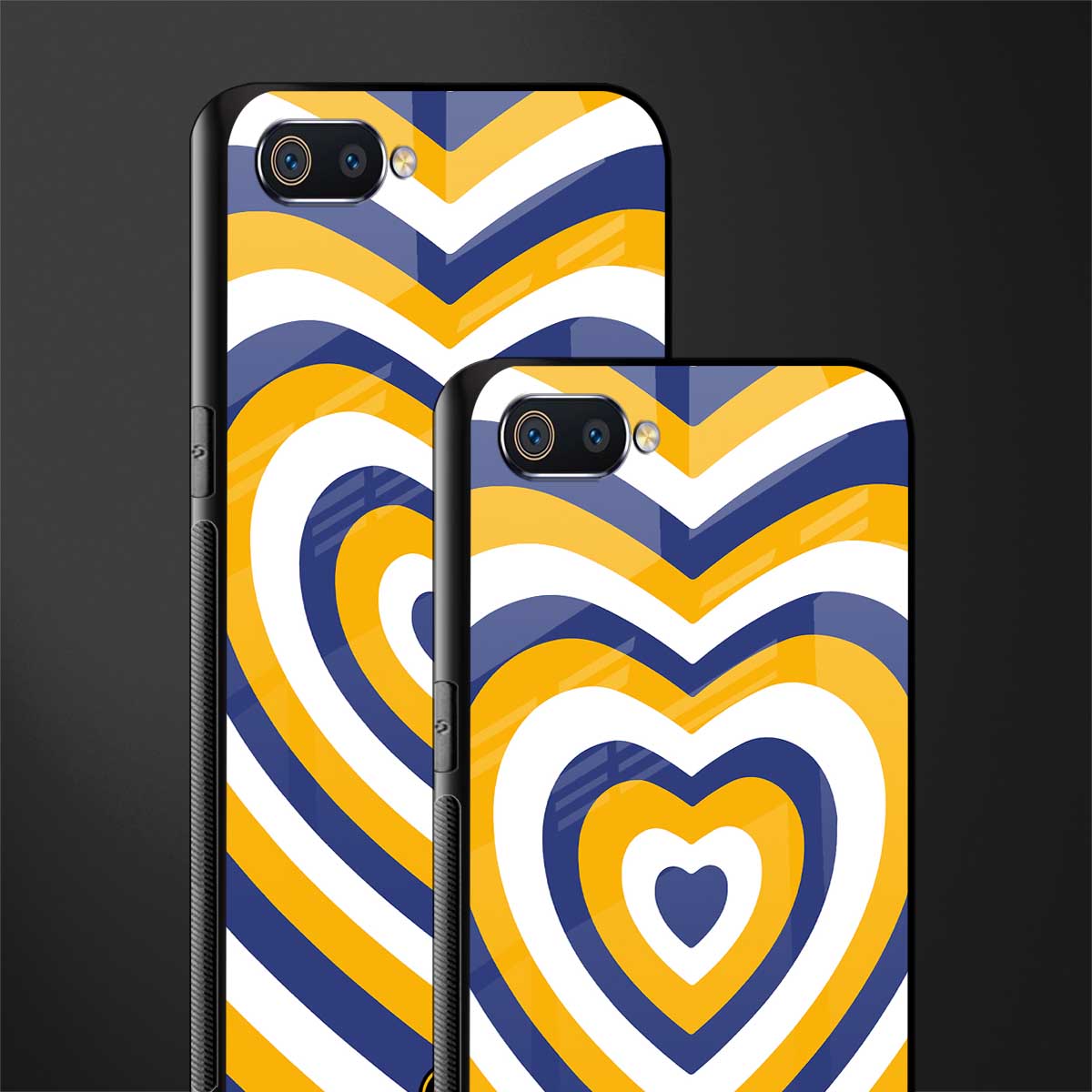 y2k yellow blue hearts aesthetic glass case for realme c2 image-2