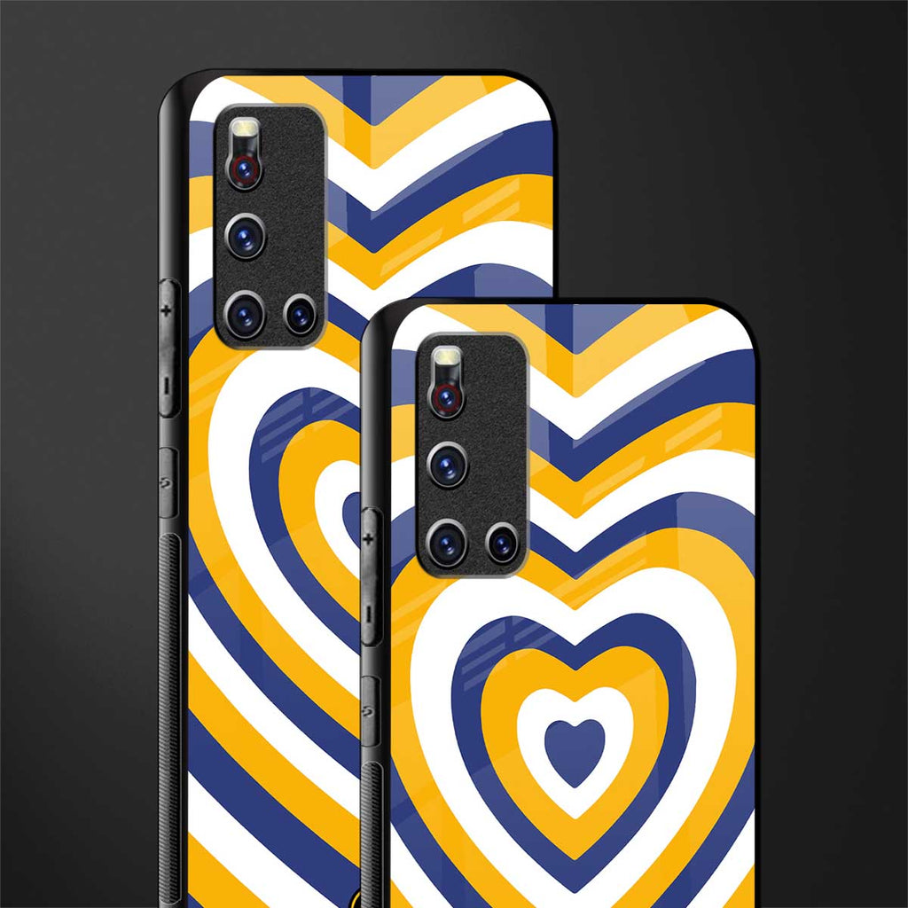 y2k yellow blue hearts aesthetic glass case for vivo v19 image-2