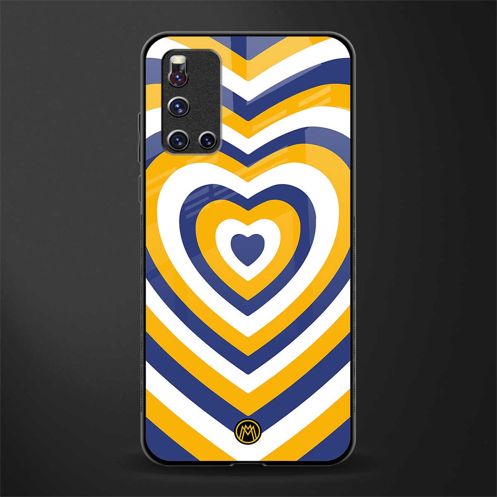y2k yellow blue hearts aesthetic glass case for vivo v19 image