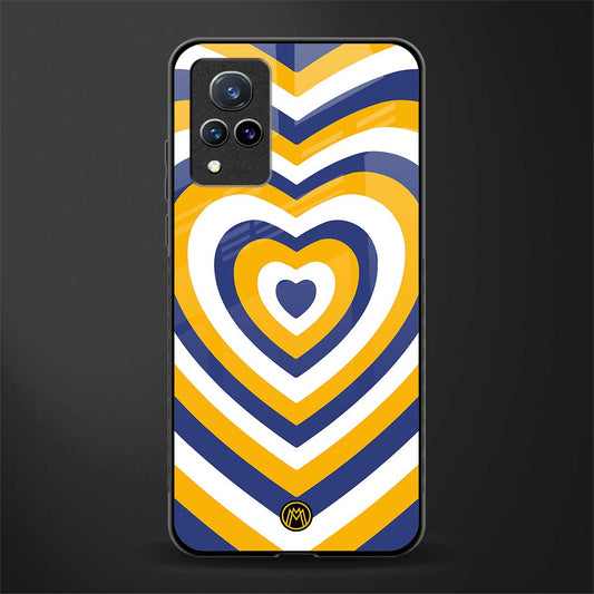 y2k yellow blue hearts aesthetic glass case for vivo v21 5g image