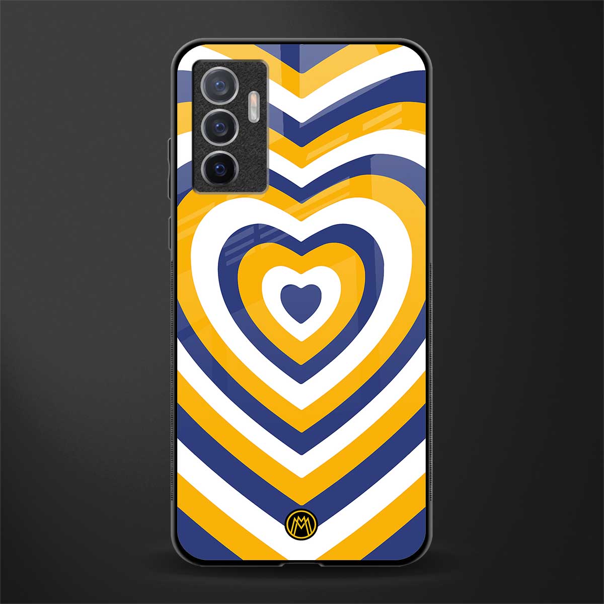 y2k yellow blue hearts aesthetic glass case for vivo v23e image