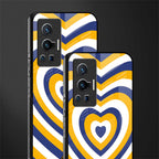 y2k yellow blue hearts aesthetic glass case for vivo x70 pro image-2