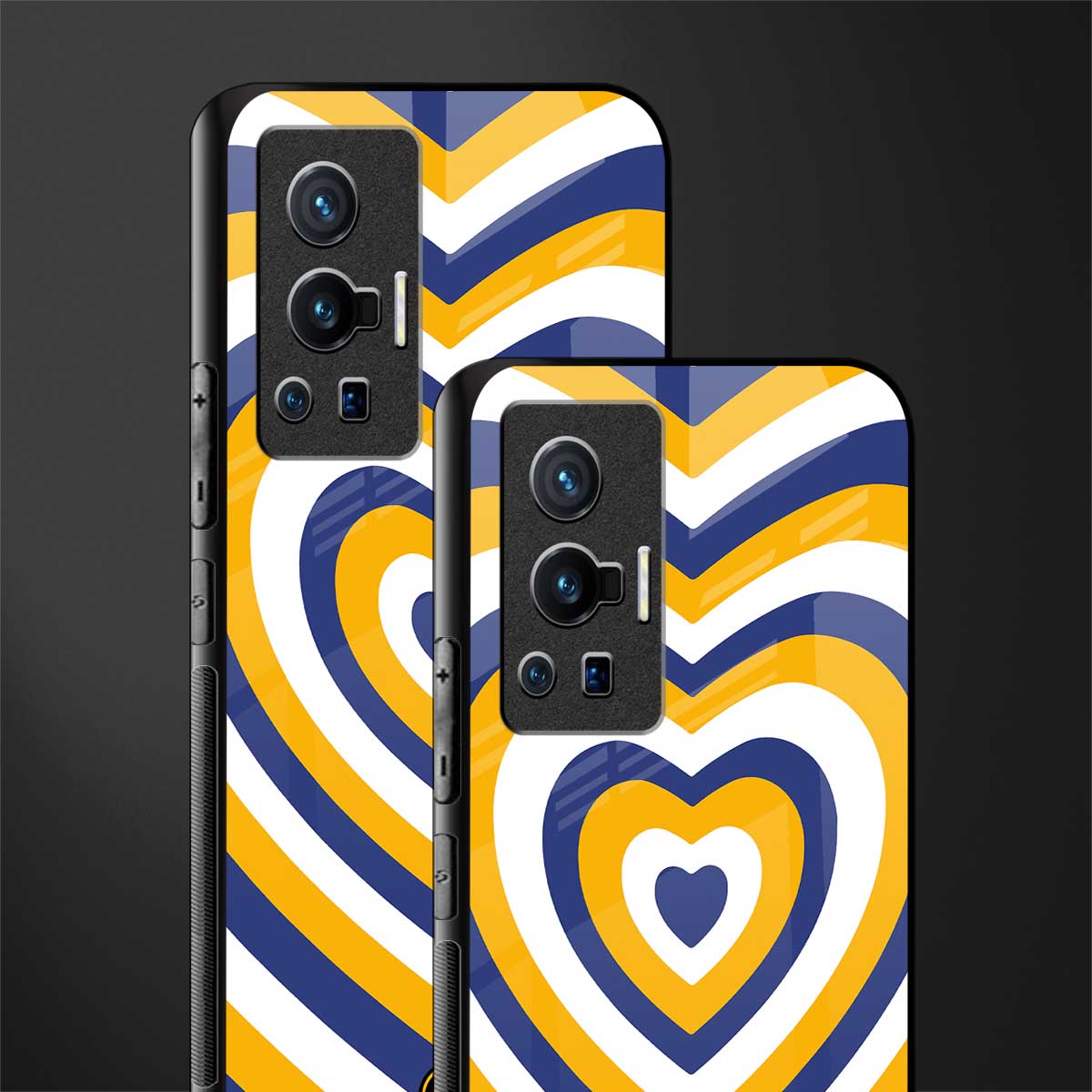 y2k yellow blue hearts aesthetic glass case for vivo x70 pro image-2