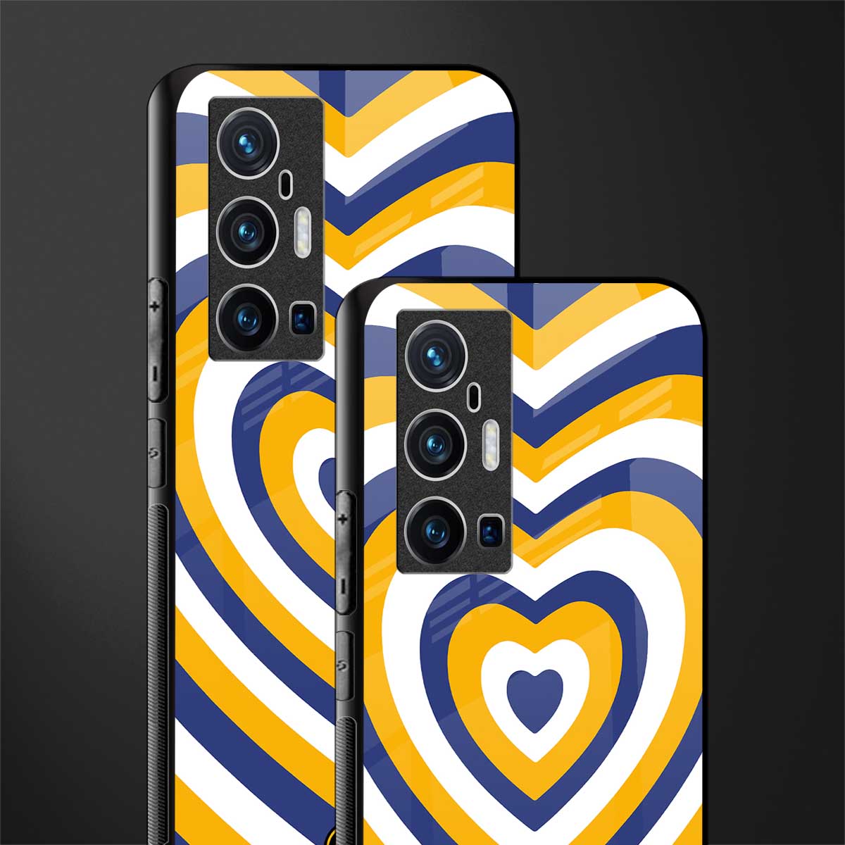 y2k yellow blue hearts aesthetic glass case for vivo x70 pro plus image-2