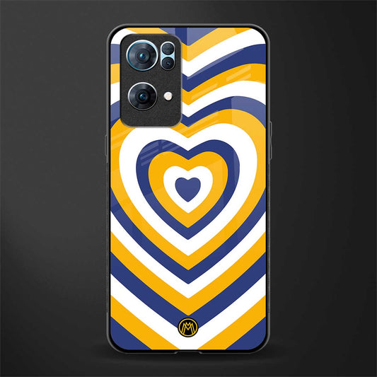 y2k yellow blue hearts aesthetic glass case for oppo reno7 pro 5g image